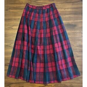 Vintage Pendleton Classic 100% Virgin Wool Skirt Wmn Sz 8 Red Green & Blue Plaid